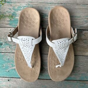 Vionic Tropez Thong Sandals Women's Size 9 White Patent Leather Comfort Casual